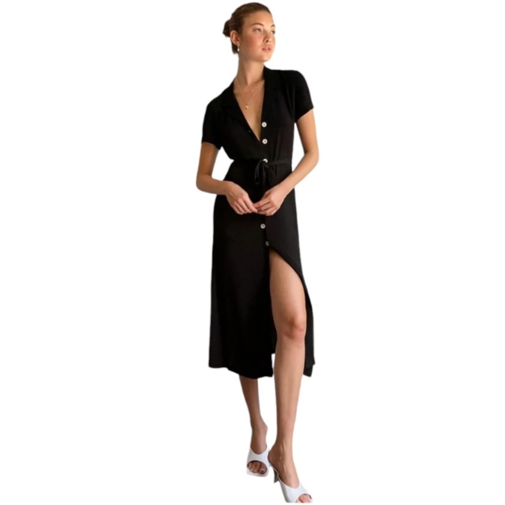 Wilfred Blue Shirt Dress Button Front Midi